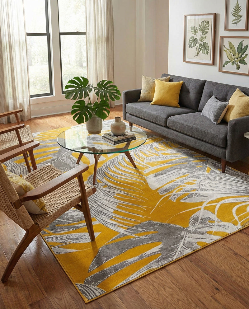 Meadow Breeze Collection Area Rug -  Clover Rectangle Yellow  lifestyle 22