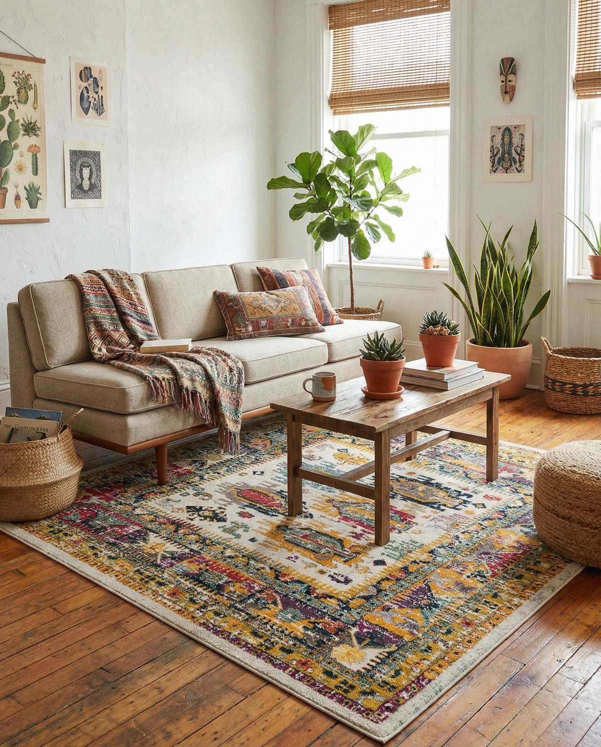 Brighton Terrace Collection Area Rug -  Portslade Square Ivory  lifestyle 113