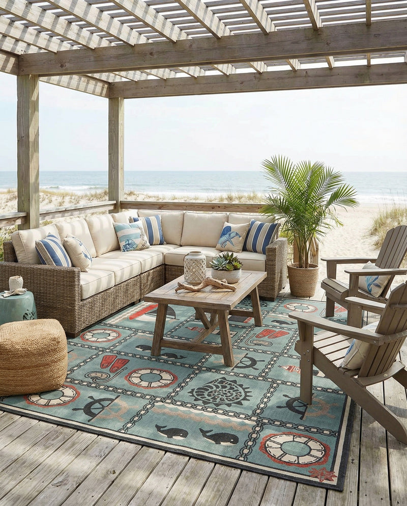 Seaside Haven Rugs Collection Area Rug -  Anchorage Rectangle Blue  lifestyle 6