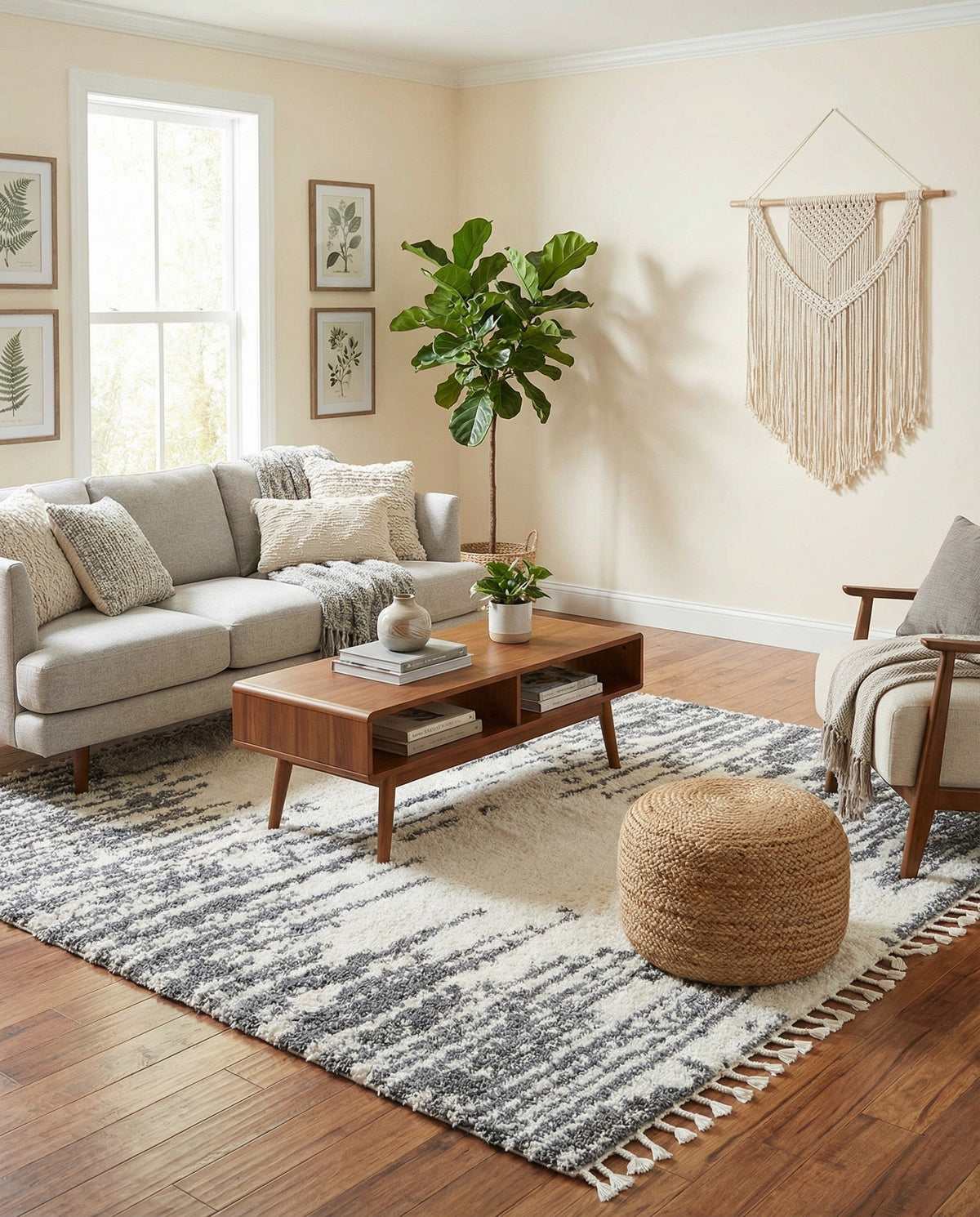 Tranquil Tides Shag Collection Area Rug - Marina Square White  lifestyle 127