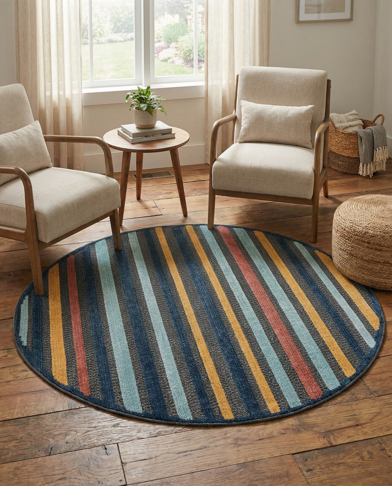 Caribbean Terrace Collection Area Rug -  Martinique Round Charcoal  lifestyle 52