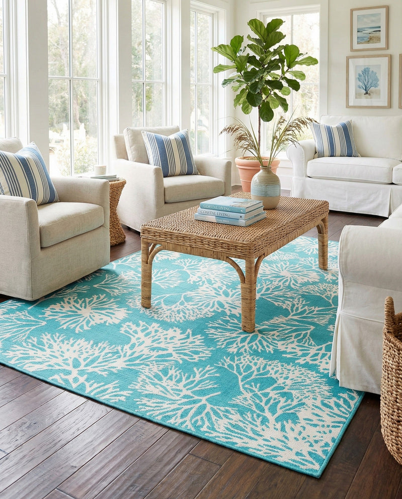 Seaside Haven Rugs Collection Area Rug -  Seaside Rectangle Teal  lifestyle 14