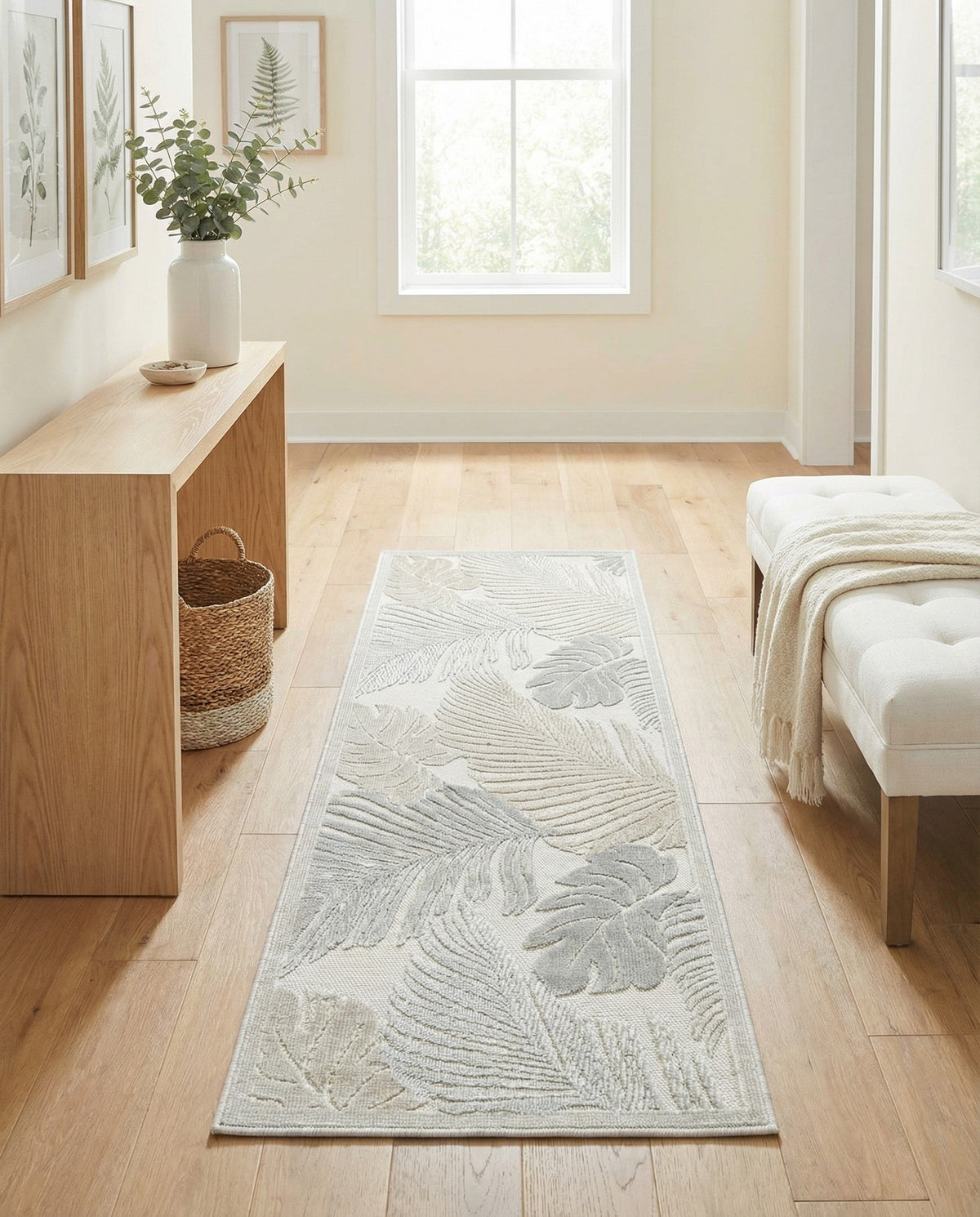 Seaside Blooms Collection Area Rug -  Tranquil Runner Gray  lifestyle 89