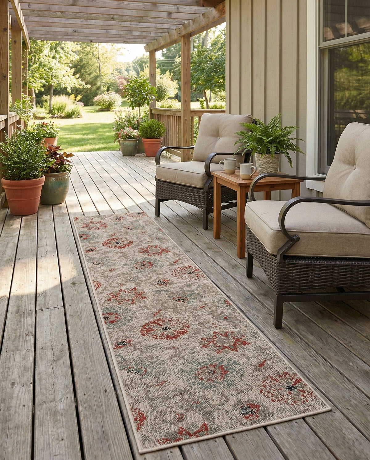 Seaside Blooms Collection Area Rug - Seychelles Runner Beige  lifestyle 130