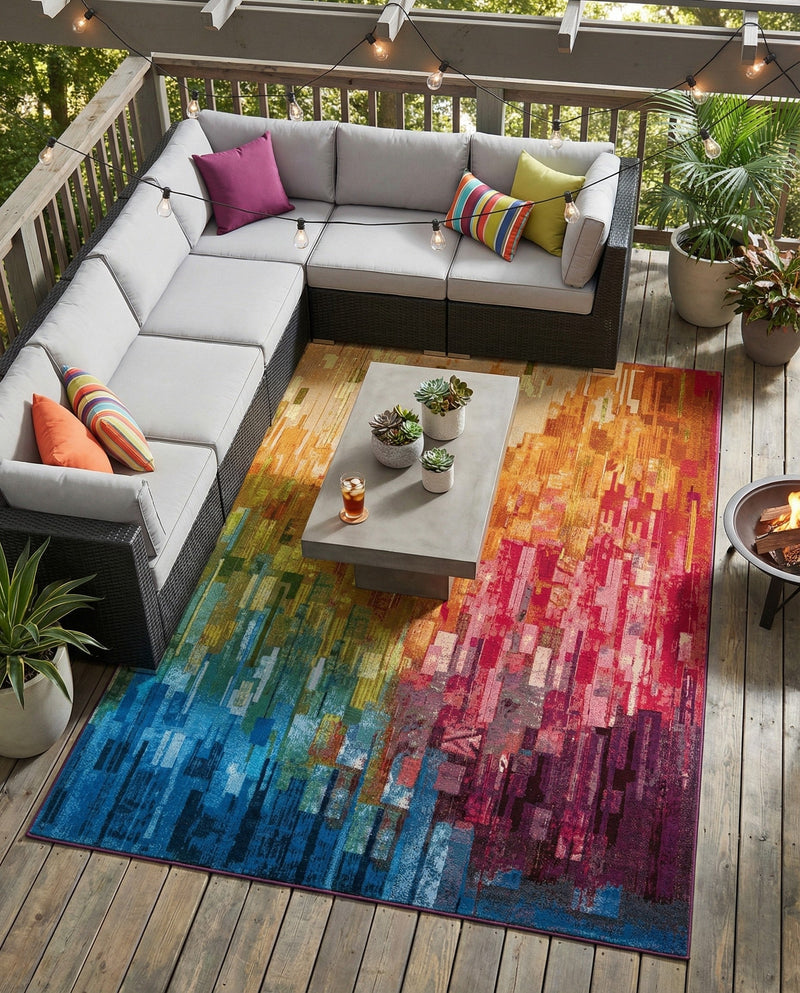 Urban Terrace Collection Area Rug -  Lawn Rectangle Multi  lifestyle 13