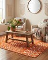Marrakech Lattice Collection Area Rug - Medina (Orange) Rectangle Orange  lifestyle 17