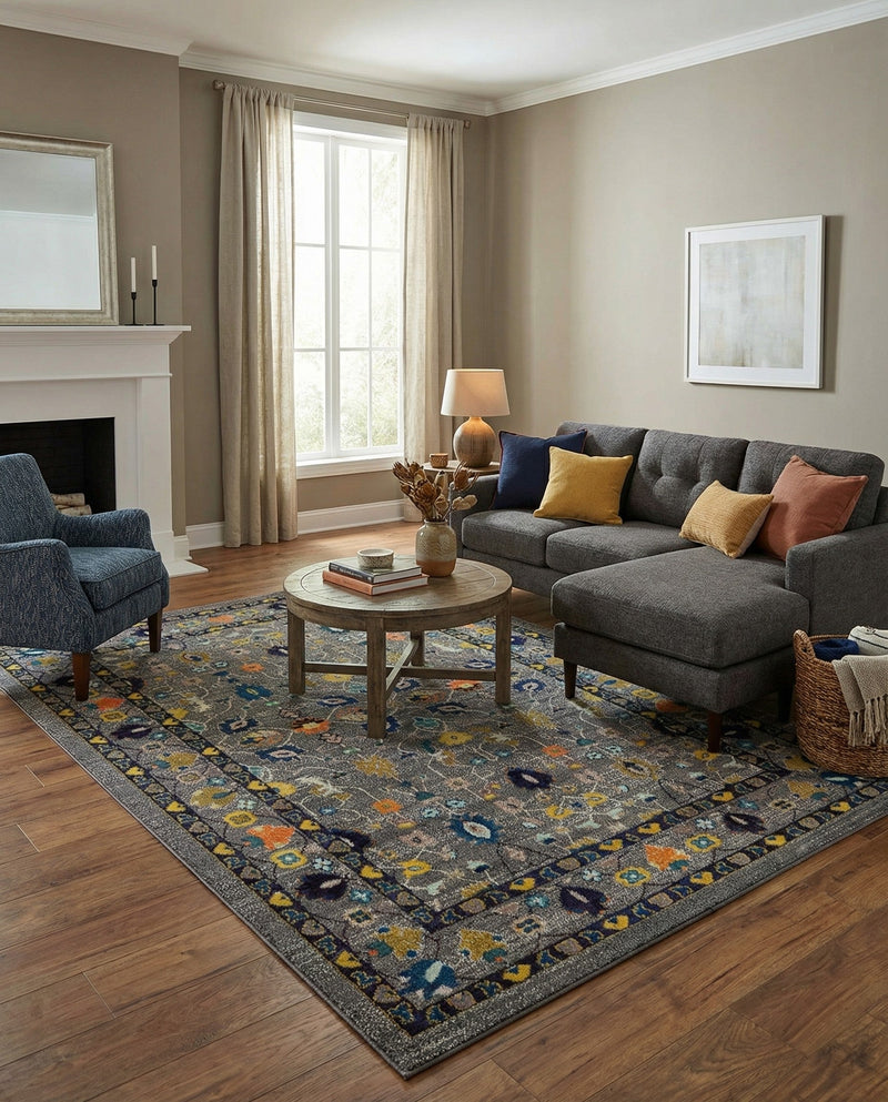 Chateau Elegance Collection Area Rug -  Luxembourg Rectangle Gray  lifestyle 20