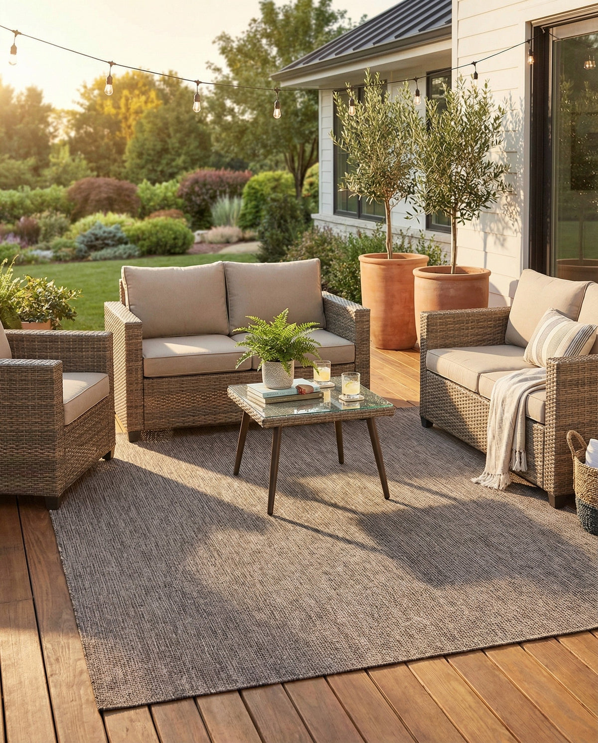 Seaside Serenity Collection Area Rug - Veranda (Light Brown) Square Light Brown  lifestyle 84