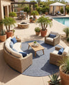 Jill Zarin Sedona Oasis Outdoor Collection Area Rug - Coconino (Navy Sky) Round Navy Sky  lifestyle 44