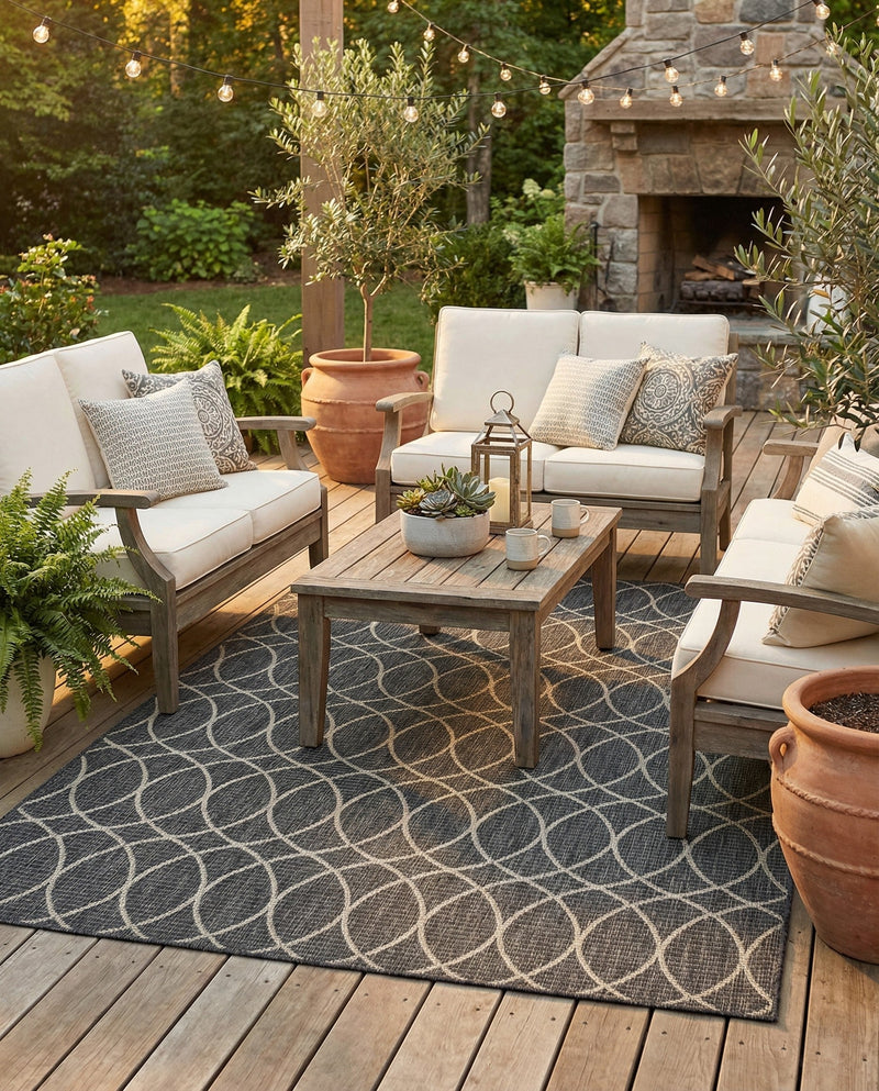 Savannah Pergola Collection Area Rug -  Pavilion (Charcoal) Rectangle Charcoal  lifestyle 11