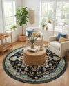 Outdoor Marrakesh Collection Area Rug -  Essaouira Round Navy Blue  lifestyle 75