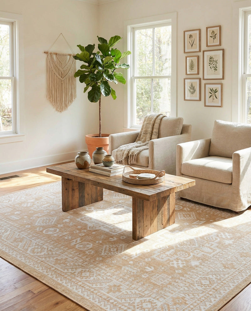 Tribal Terrace Treasures Collection Area Rug -  Incan Isle (Natural) Rectangle Natural  lifestyle 6