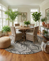 Seaside Blooms Collection Area Rug - Verdure (Charcoal) Round Charcoal  lifestyle 61