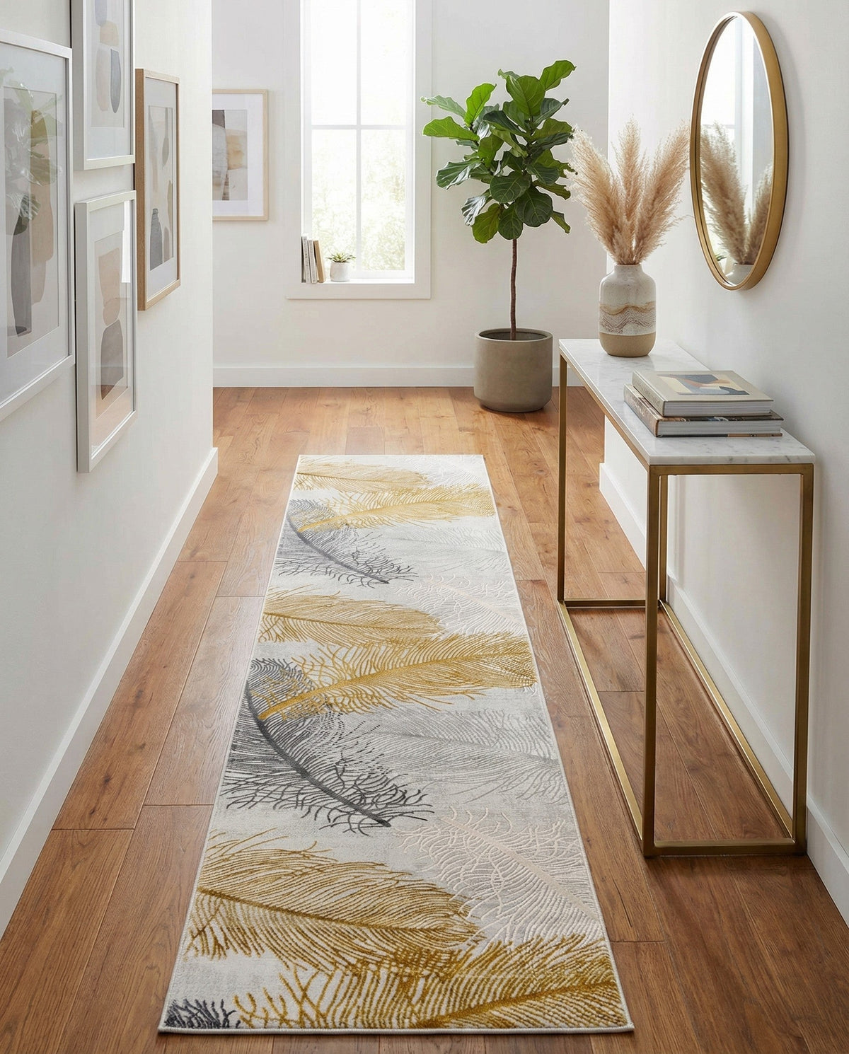 Bloomsbury Elegance Collection Area Rug -  Westminster Runner Yellow Gray  lifestyle 167