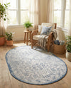 Tribal Terrace Treasures Collection Area Rug - Mayan Marina (Blue) Oval Blue  lifestyle 73