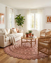 Woven Seaside Jute Collection Area Rug - Coastalhaven (Pink) Round Pink  lifestyle 34