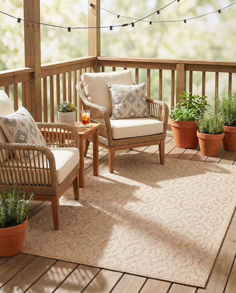 Garden Lattice Charm Collection Area Rug - Arbor (Beige) Rectangle Beige  lifestyle 16