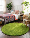 Plush Oasis Collection Area Rug - Serenity (Grass Green) Round Grass Green  lifestyle 48