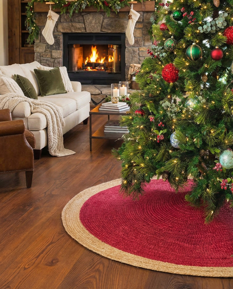 Holiday Hearth Rugs Collection Area Rug - Yuletide Round Red  lifestyle 44