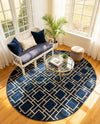 Hollywood Luxe Collection Area Rug -  Beverly (Navy Blue Gold) Oval Navy Blue Gold  lifestyle 57