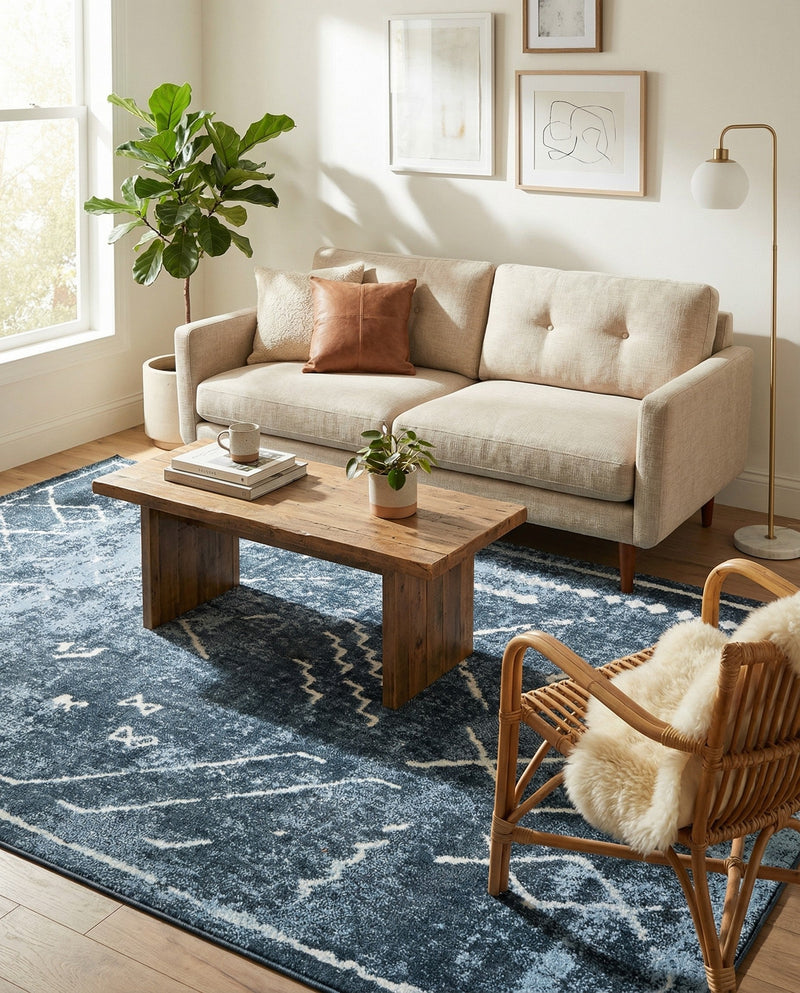 Aegean Elegance Washables Collection Area Rug - Santorini Rectangle Navy Blue  lifestyle 8