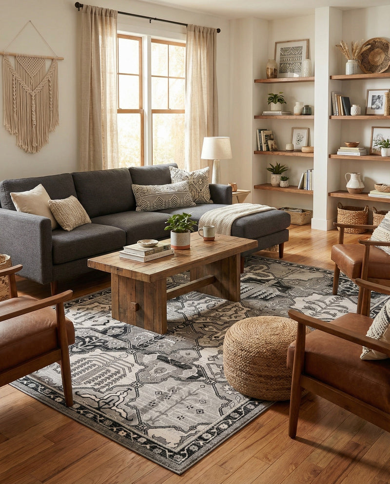 Horizon Collection Area Rug - Dawn Rectangle Gray  lifestyle 60