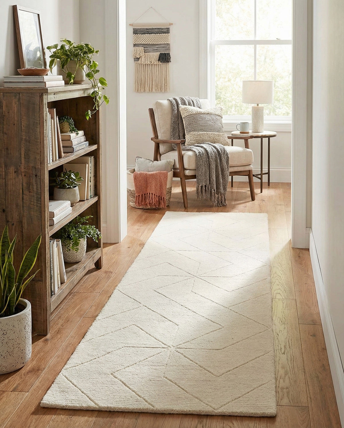 Nordic Loom Geometric Collection Area Rug - Oslo Runner Pearl Ivory  lifestyle 57