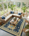 Tabriz Tapestries Collection Area Rug - Azerbaijan (Navy Blue) Rectangle Navy Blue  lifestyle 13