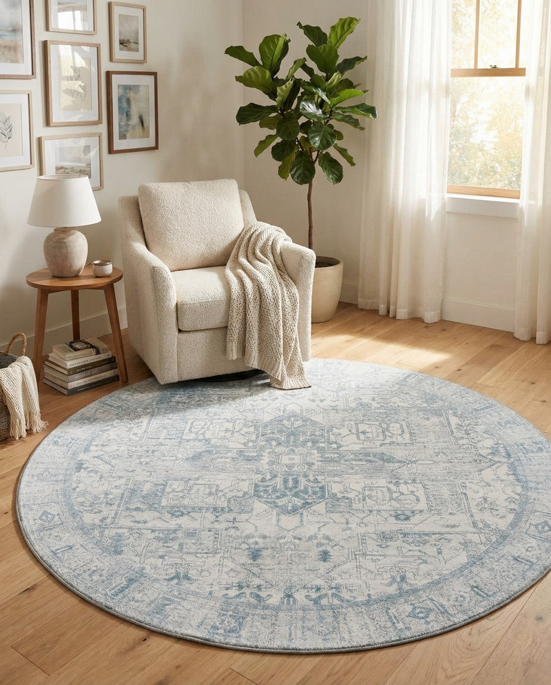 Heritage Elegance Collection Area Rug -  Windsor (Ivory) Round Ivory  lifestyle 48