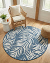 Seaside Blooms Collection Area Rug - Verdure (Blue) Round Blue  lifestyle 49