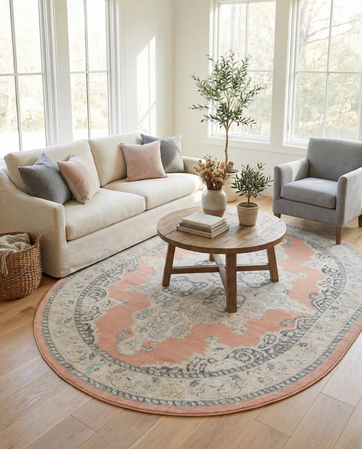 Beverly Grove Collection Area Rug -  Fairfax (Rose) Oval Rose  lifestyle 80