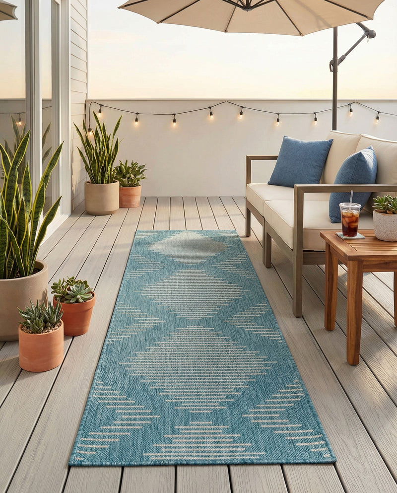 Urban Terrace Collection Area Rug -  Chelsea (Light Aqua) Runner Light Aqua  lifestyle 80