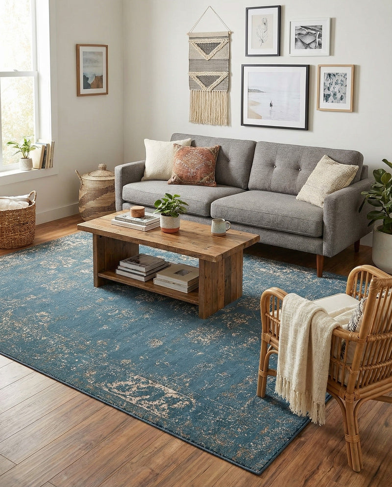Riviera Elegance Collection Area Rug - Antibes (Blue) Rectangle Blue  lifestyle 24