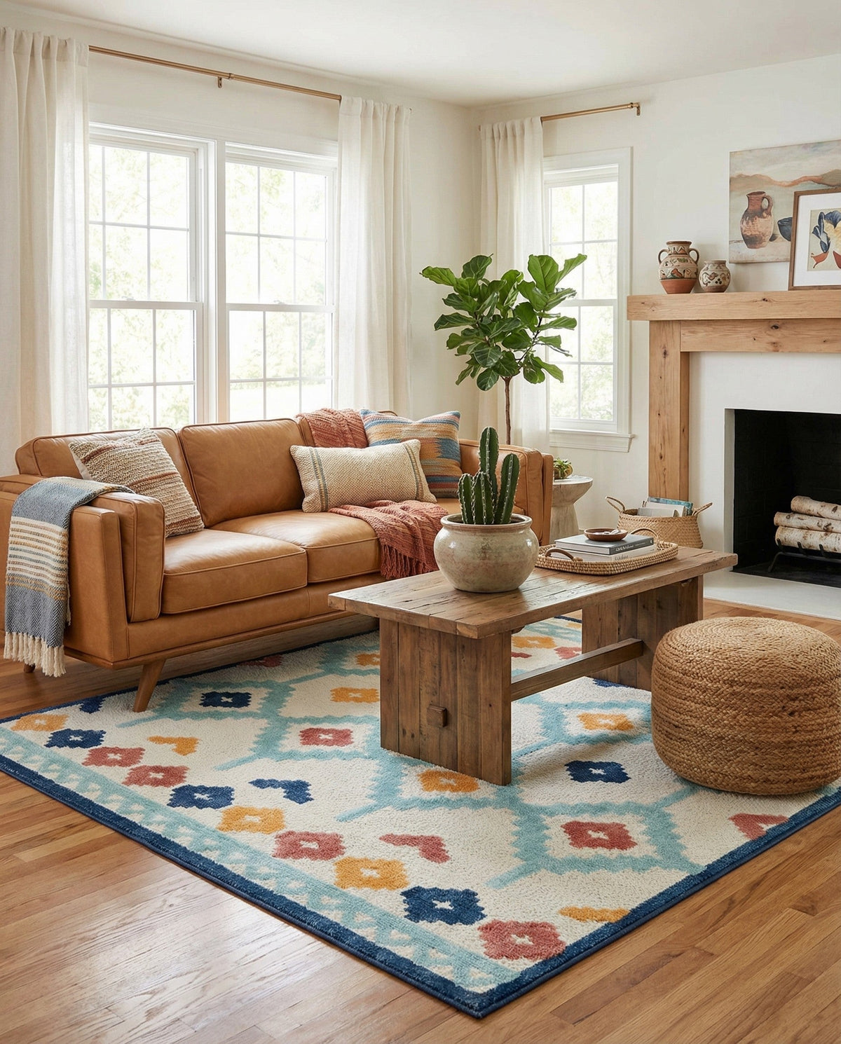 Caribbean Terrace Collection Area Rug -  Tobago Square Ivory  lifestyle 126
