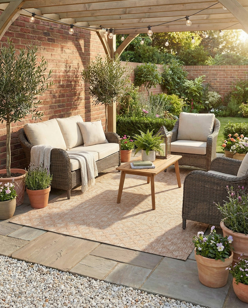Garden Lattice Charm Collection Area Rug -  Pergola (Beige) Rectangle Beige  lifestyle 11