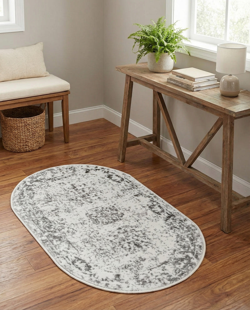 Riviera Elegance Collection Area Rug - Antibes (Gray) Oval Gray  lifestyle 61