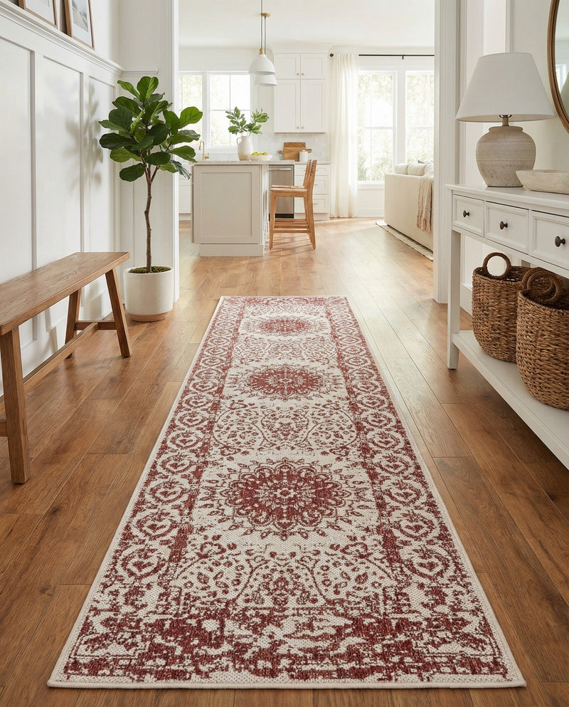 Patio Heritage Collection Area Rug -  Lafayette (Rust Red) Runner Rust Red  lifestyle 65