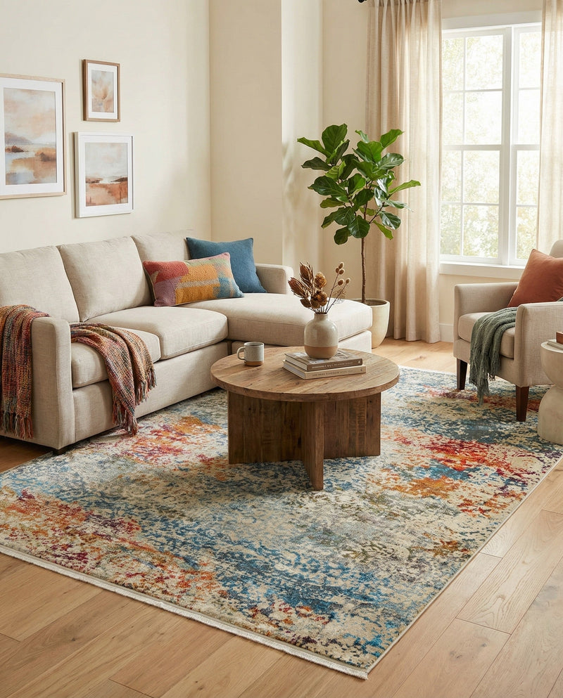Caribbean Breeze Collection Area Rug -  Isla Rectangle Cream  lifestyle 12