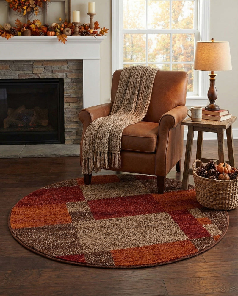 Autumn Meadow Collection Area Rug -  Sycamoreside (Multi) Round Multi  lifestyle 70