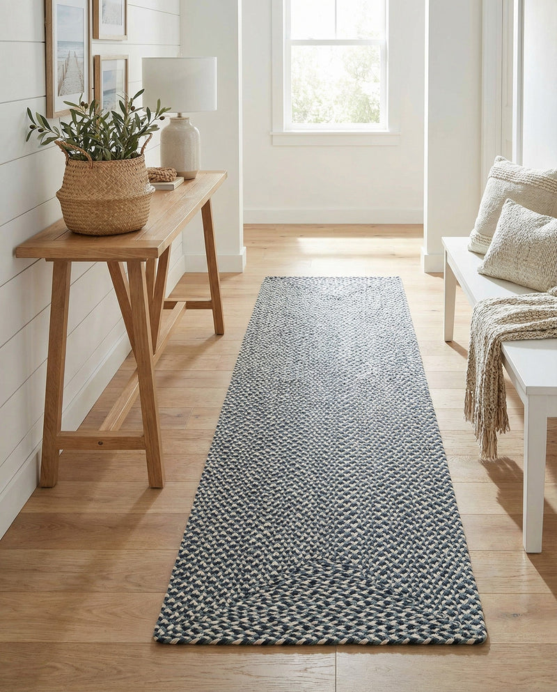 Highland Woven Jute Collection Area Rug - Glenmore (Navy Blue) Runner Navy Blue  lifestyle 50