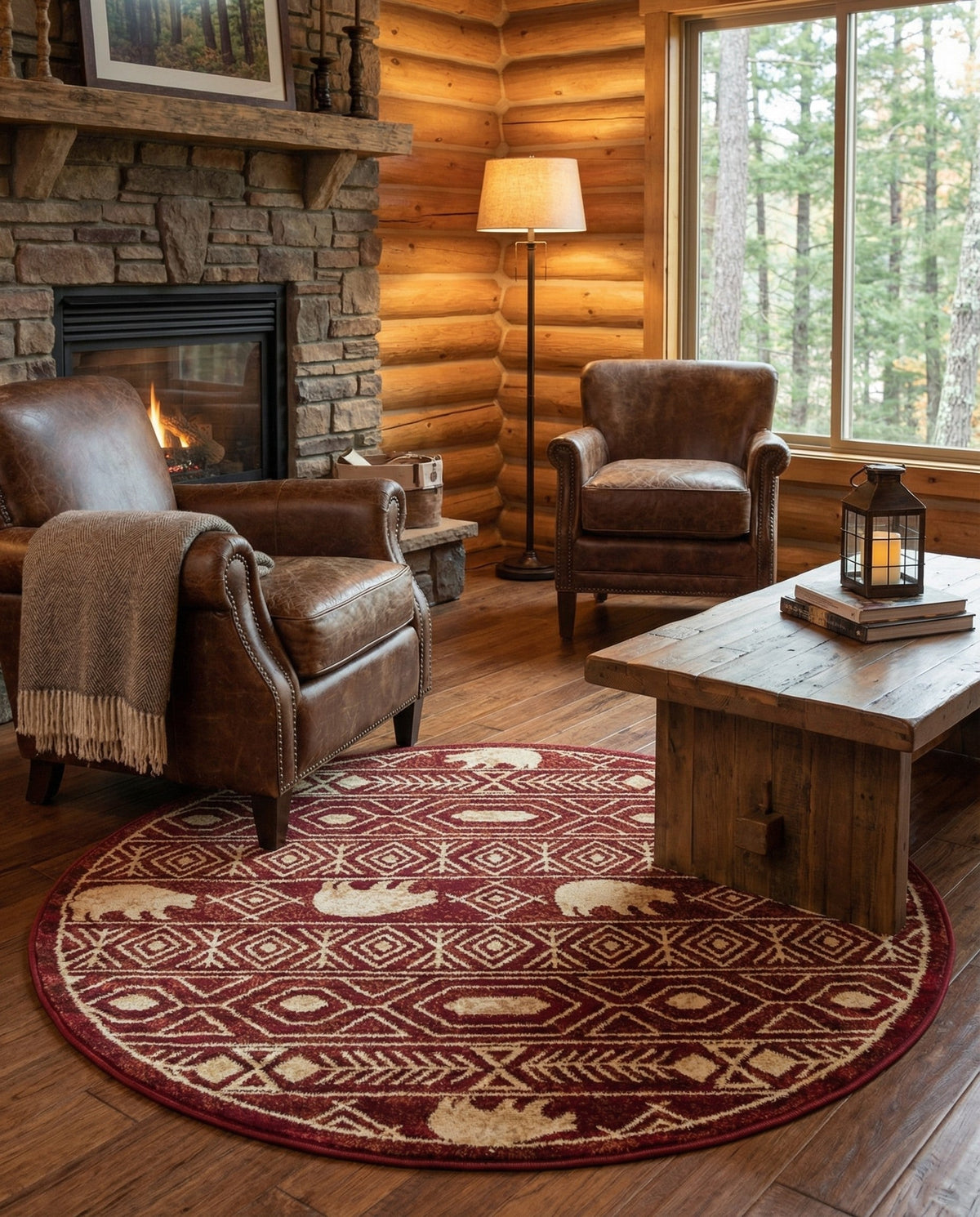 Frontier Trails Collection Area Rug -  Sedona Round Red  lifestyle 146