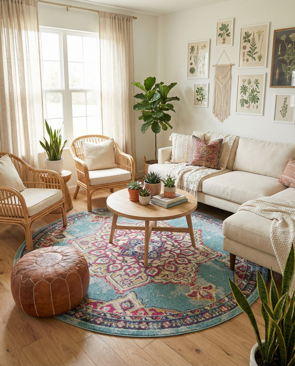 Chateau Elegance Collection Area Rug -  Riviera Round Light Blue  lifestyle 128