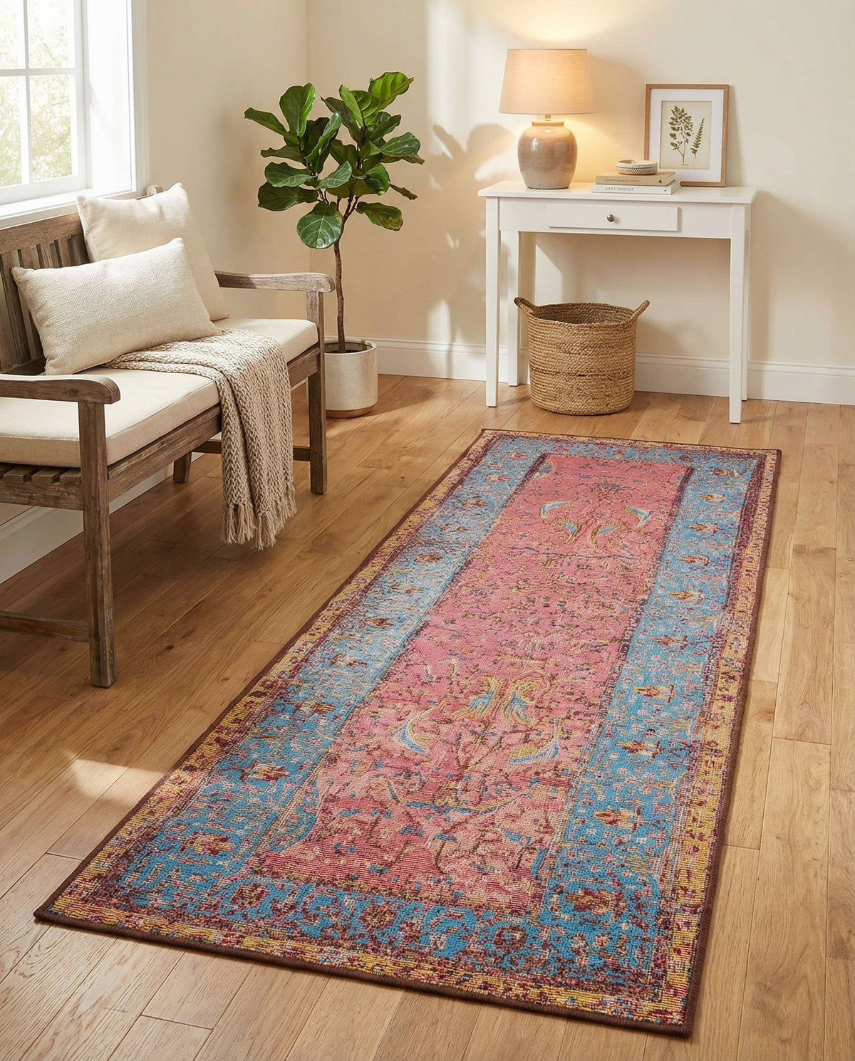 Patio Heritage Collection Area Rug -  Serenity Runner Vintage Salmon Coral  lifestyle 90