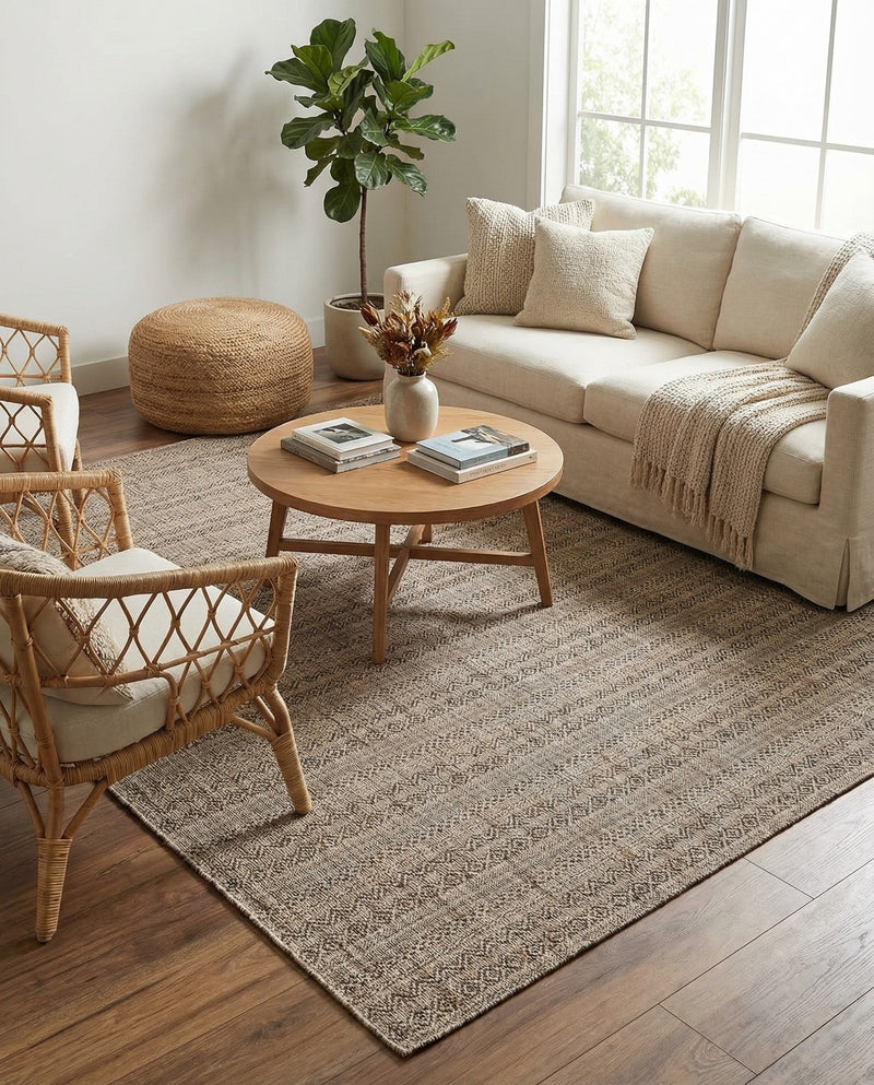 Seaside Stripes Collection Area Rug -  Boardwalk (Natural) Rectangle Natural  lifestyle 31