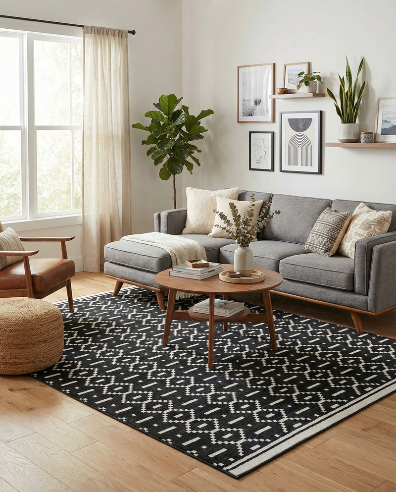 Copenhagen Edge Collection Area Rug -  Tivoli Rectangle Black  lifestyle 30
