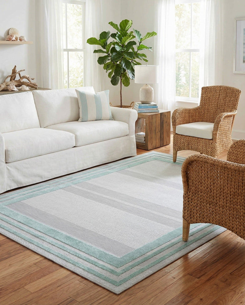 Bahama Breeze Outdoor Collection Area Rug -  Abaco Rectangle Gray Teal  lifestyle 44