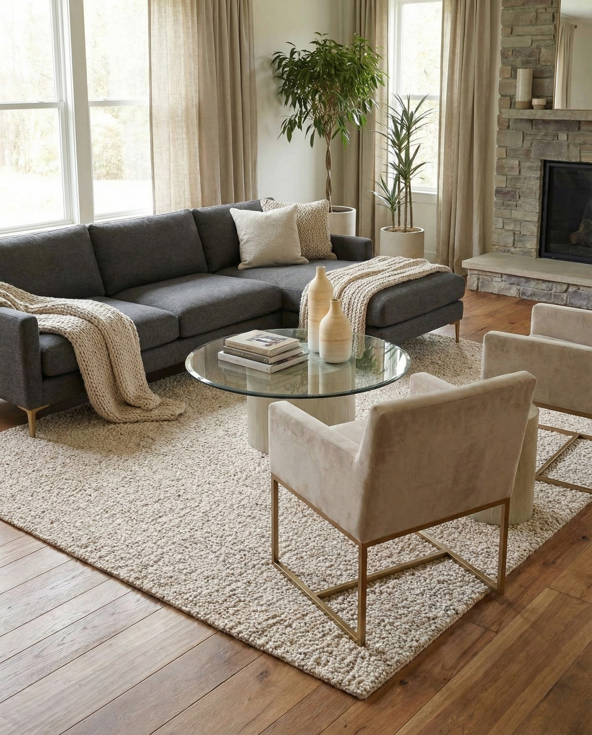 Wellington Luxe Shag Collection Area Rug - Kapiti Square Taupe  lifestyle 106