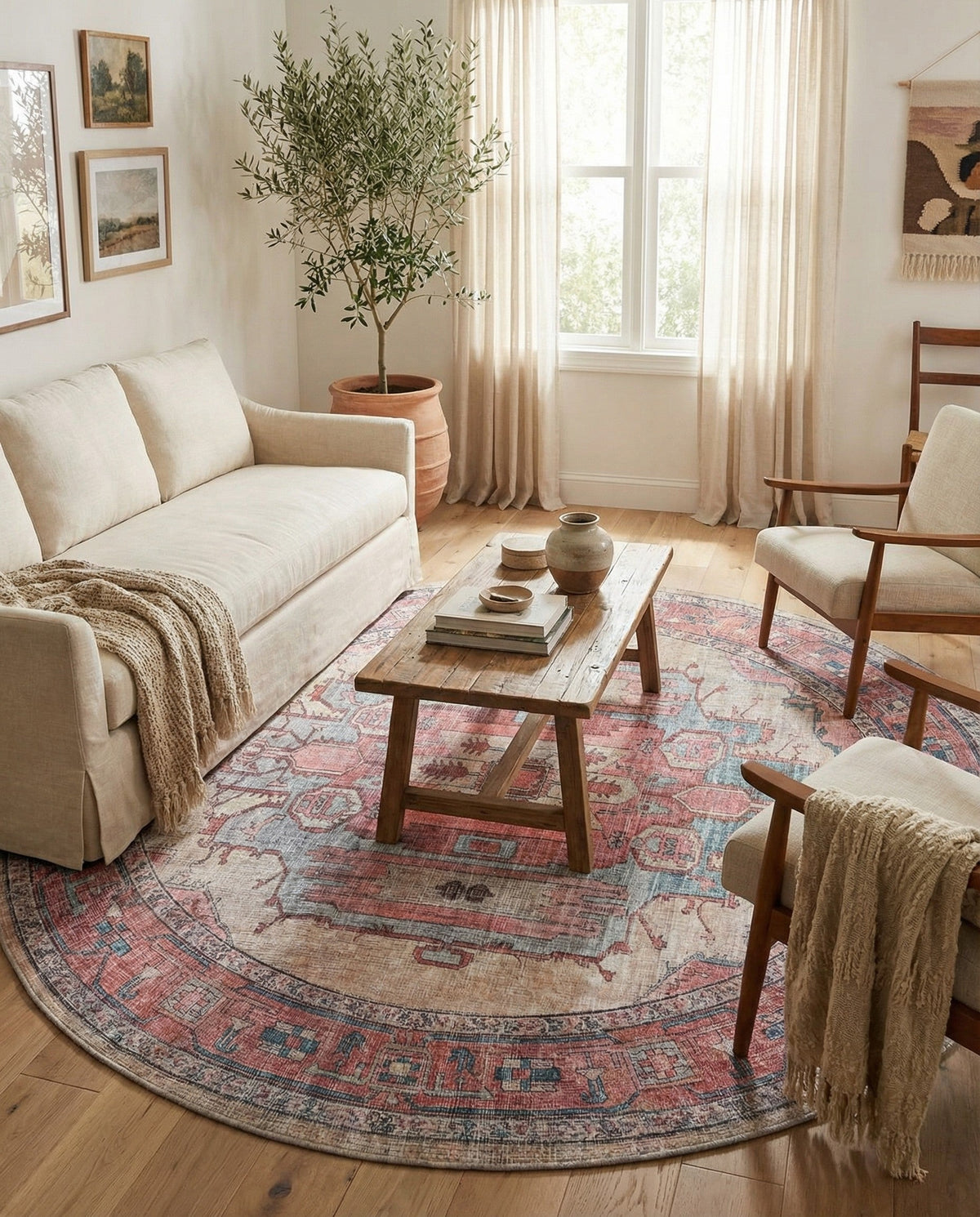 Zahara Oasis Collection Area Rug - Sahara Round Beige  lifestyle 172