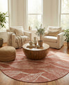 Seaside Blooms Collection Area Rug -  Evergreen (Rust Red) Round Rust Red  lifestyle 52