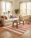 Tassel Trail Collection Area Rug - Pathway (Coral and Ivory) Rectangle Coral and Ivory  lifestyle 8